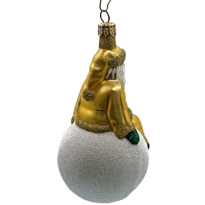 Patricia Breen Snowbound Santa Claus Gold Pearl Snowball Christmas Ornament 98406