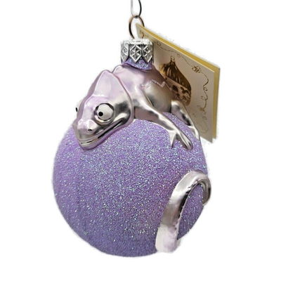 Patricia Breen Chameleon Lavender Blown Glass Christmas Holiday Ornament 99042