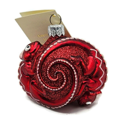 Patricia Breen Once Again for James Red Chameleon Glass Christmas Ornament 26691
