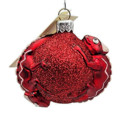 Patricia Breen Once Again for James Red Chameleon Glass Christmas Ornament 26692