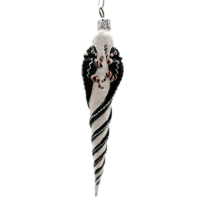 Patricia Breen Chameleon Icicle Black Glass Christmas Holiday Ornament 28110