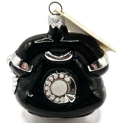 Patricia Breen Fine Phone Black Hand Blown Glass Christmas Tree Ornament 94390