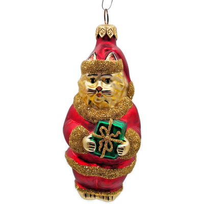 Patricia Breen Santa Paws Red Gold Trim Green Gift Christmas Tree Ornament 95360
