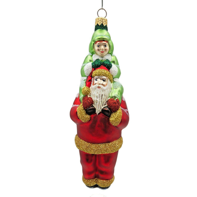 Patricia Breen Carry Me Santa Claus Red Green Christmas Holiday Ornament 98030