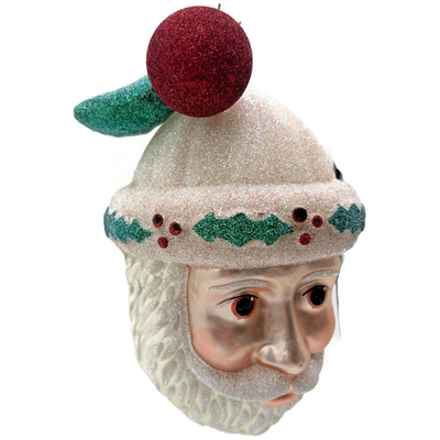 Patricia Breen Thornhill Santa Head Pearl Holly Berry Christmas Ornament 98421