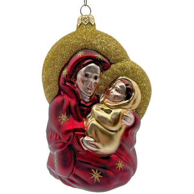Patricia Breen Madonna of the Night Bordeaux Gold Stars Christmas Ornament0