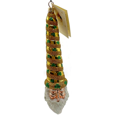 Patricia Breen Sucre Santa Clover Gold St Patricks Glass Christmas Ornament 20380