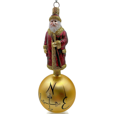 Patricia Breen Sojourning Santa Bordeaux Traveling Christmas Ornament 9600NM2