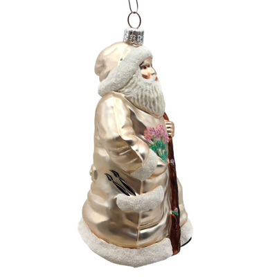 Patricia Breen Santa For Kevin Pink Flowers On Staff Christmas Ornament 20961