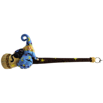 Patricia Breen Over Salem Blue Dress Witch Stars Glass Halloween Ornament 25610