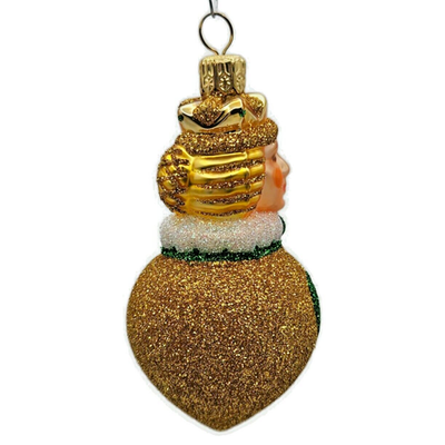 Patricia Breen Miniature Queen of Hearts Green Glittered Christmas Ornament 23357