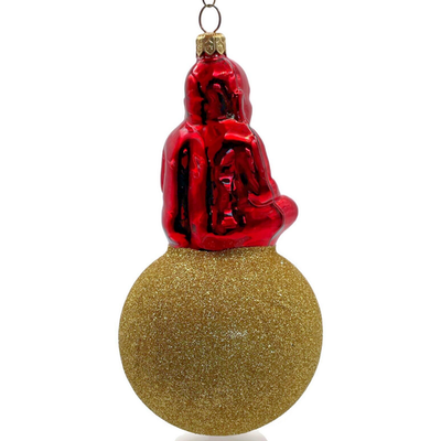 Patricia Breen Buddha On Ball Red Gold Glittered Christmas Tree Ornament 96053