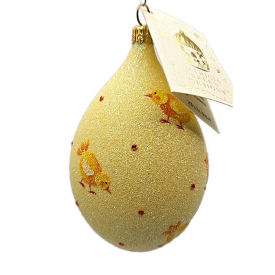 Patricia Breen Chick Egg Yellow Glass Dotted Easter Christmas Ornament 2400NM2