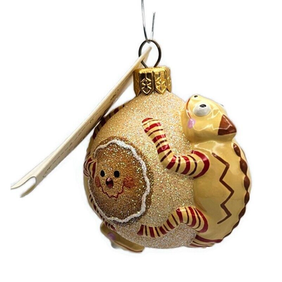 Patricia Breen Once Again for James Gingerbread Chameleon Striped Ornament 26695
