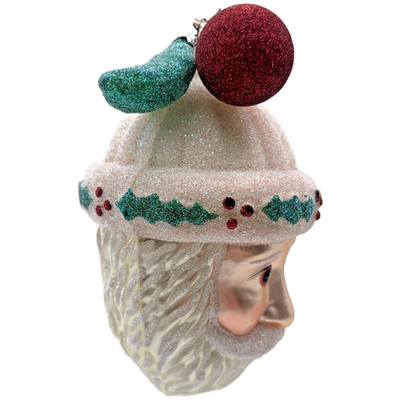 Patricia Breen Thornhill Santa Head Pearl Holly Berry Christmas Ornament 98422