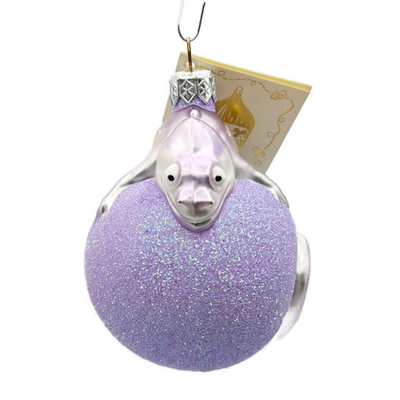 Patricia Breen Chameleon Lavender Blown Glass Christmas Holiday Ornament 99049