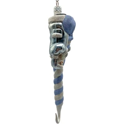 Patricia Breen Peppermint Santa Light Blue Striped Christmas Ornament AIC 98336