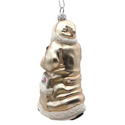 Patricia Breen Santa For Kevin Pink Flowers On Staff Christmas Ornament 20965