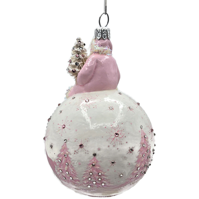 Patricia Breen Glorious Pink Reflector White Snowflakes Christmas Ornament 33332