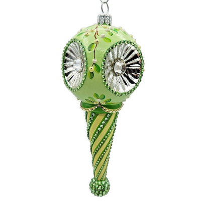 Patricia Breen Towle Reflector Mistletoe Green Striped Christmas Ornament 31352