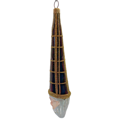Patricia Breen Winter Wizard Bordeaux Plaid Santa Head Christmas Ornament 952111