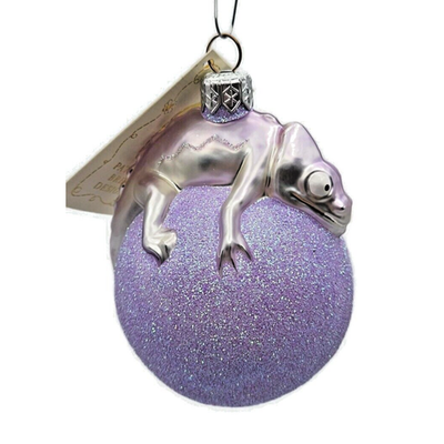 Patricia Breen Chameleon Lavender Blown Glass Christmas Holiday Ornament 99043