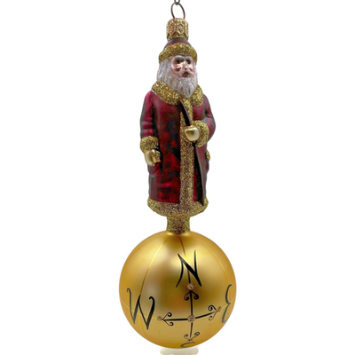 Patricia Breen Sojourning Santa Bordeaux Traveling Christmas Ornament 9600NM1