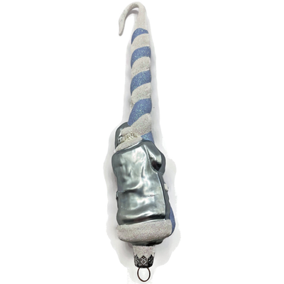 Patricia Breen Peppermint Santa Light Blue Striped Christmas Ornament AIC 98333
