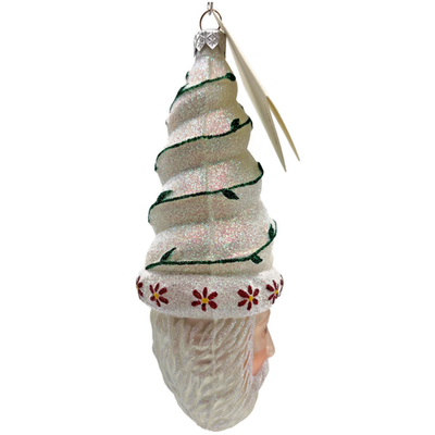 Patricia Breen Goslar Santa Pearl Green Red Glittered Christmas Ornament 97177
