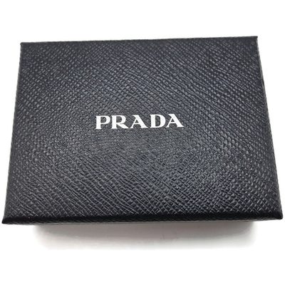 Prada Teddy Bear Keychain Bag Charm Beige Black Saffiano Leather w/ Crystals Box6