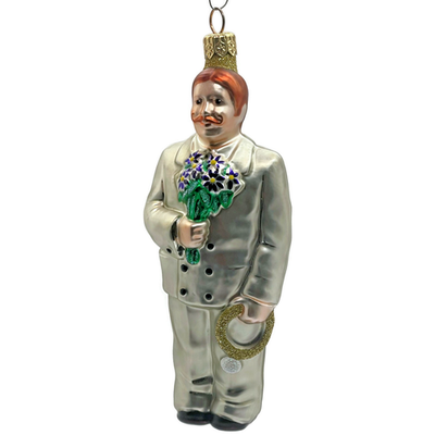 Patricia Breen Smitten Groom Blue Flowers Wedding Christmas Tree Ornament 98391
