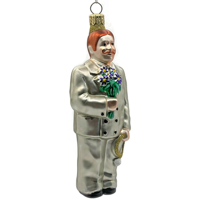 Patricia Breen Smitten Groom Blue Flowers Wedding Christmas Tree Ornament 98390