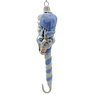 Patricia Breen Peppermint Santa Light Blue Striped Christmas Ornament AIC 98330