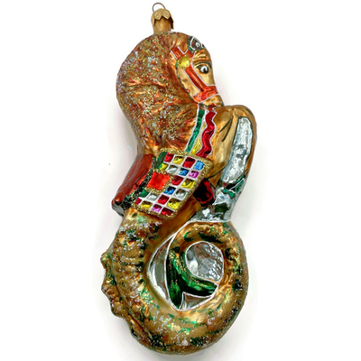 Christopher Radko Neptunes Charge Seahorse Glass Christmas Ornament 95 113 01