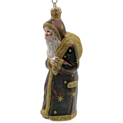 Patricia Breen Father Time Bordeaux Polka Dots Stars Christmas Ornament 95356