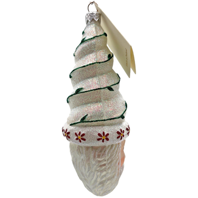 Patricia Breen Goslar Santa Pearl Green Red Glittered Christmas Ornament 97176