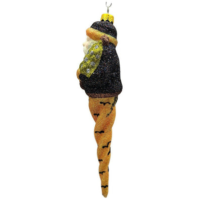 Larry Fraga Halloween Santa Claus Bat Glittered Glass Christmas Tree Ornament