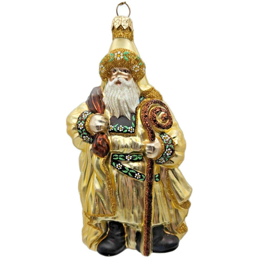Patricia Breen Van Mourik Santa Gold Brown Flowers Fall Christmas Tree Ornament