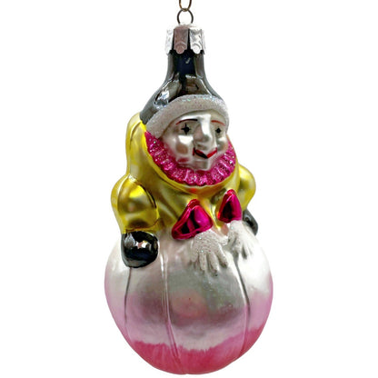 Christopher Radko Roly Poly Circus Clown Yellow Christmas Tree Ornament 91-032-1