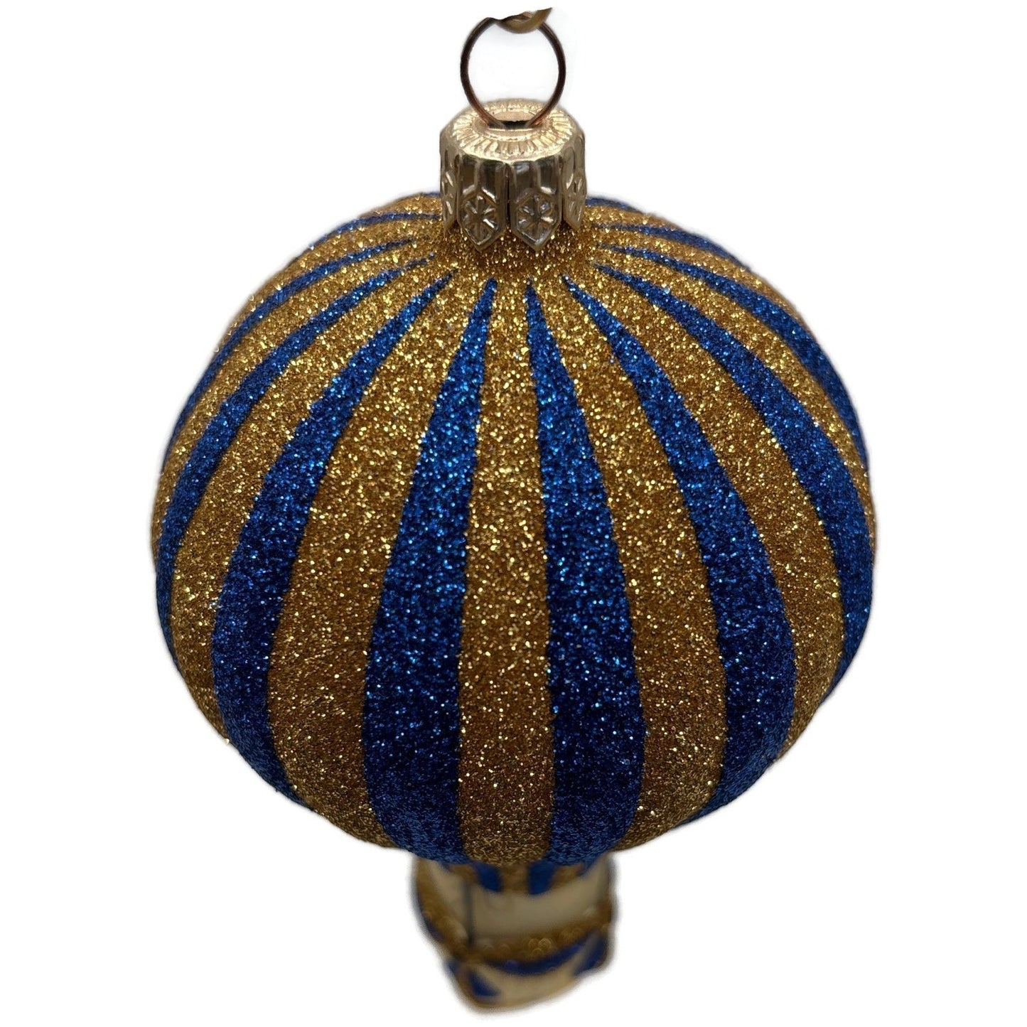 Patricia Breen Petite Balon Blue Gold Striped Balloon Christmas Tree Ornament