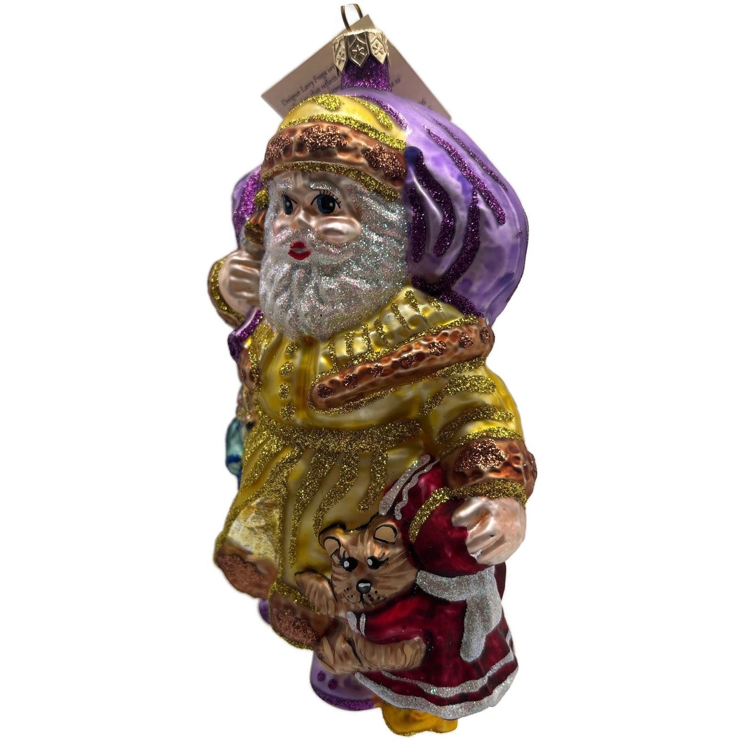 Larry Fraga Magical Santa Claus Yellow Glitter Series Christmas Tree Ornament