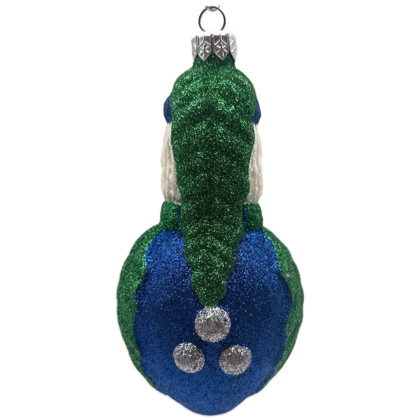 Patricia Breen Hollyberry Santa Claus Blue Green Silver Christmas Tree Ornament