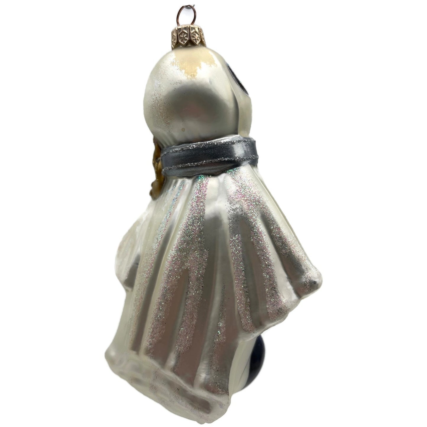 Halloween Ghost Ball Chain White Gold Christmas Ornament Kurt Adler Polonaise