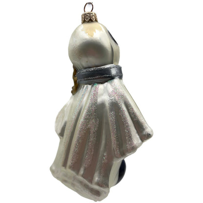 Halloween Ghost Ball Chain White Gold Christmas Ornament Kurt Adler Polonaise