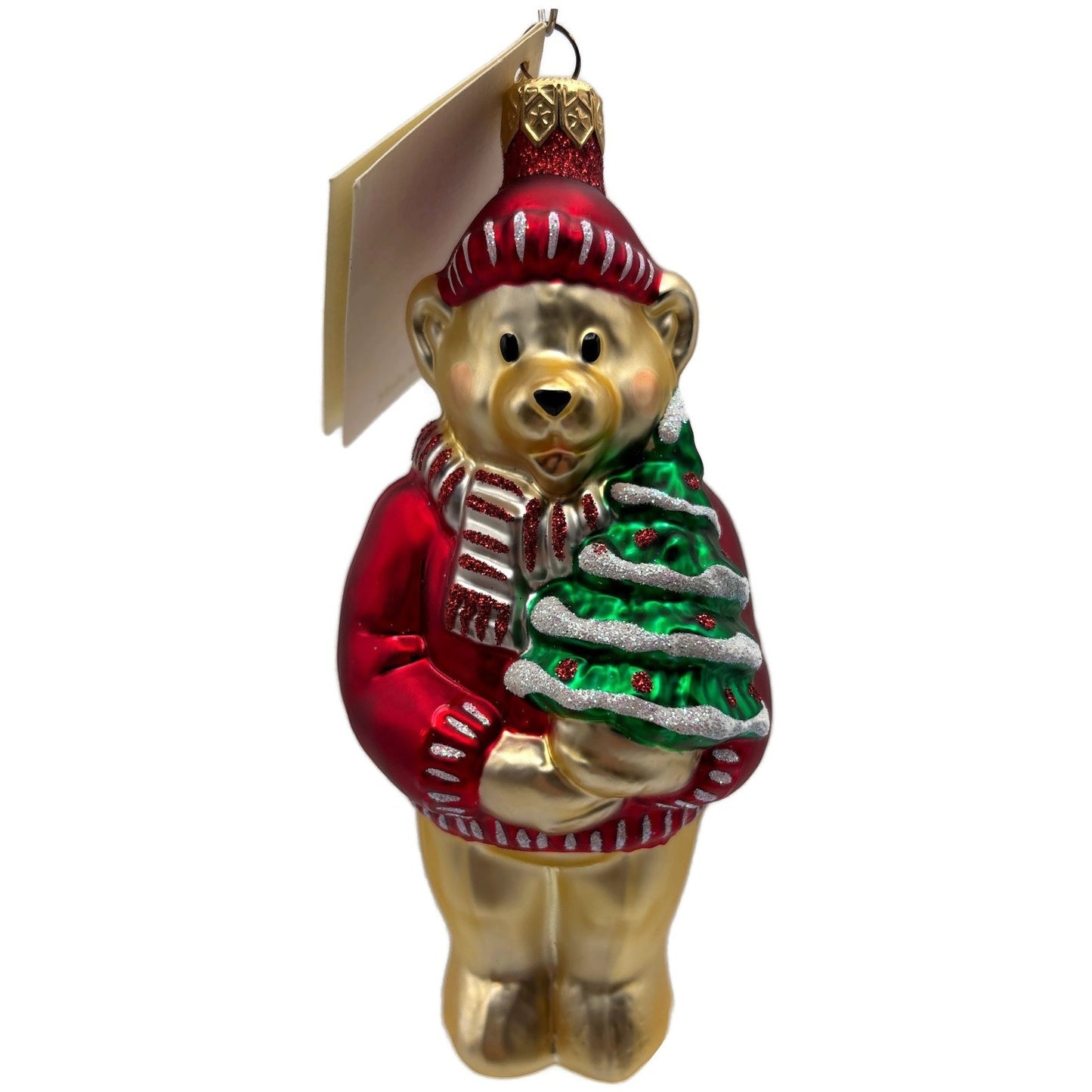 Patricia Breen Papa Bear Red Glittered Ornaments Gold Green Christmas Ornament