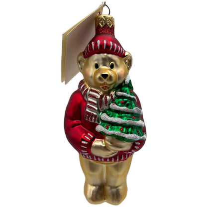 Patricia Breen Papa Bear Red Glittered Ornaments Gold Green Christmas Ornament