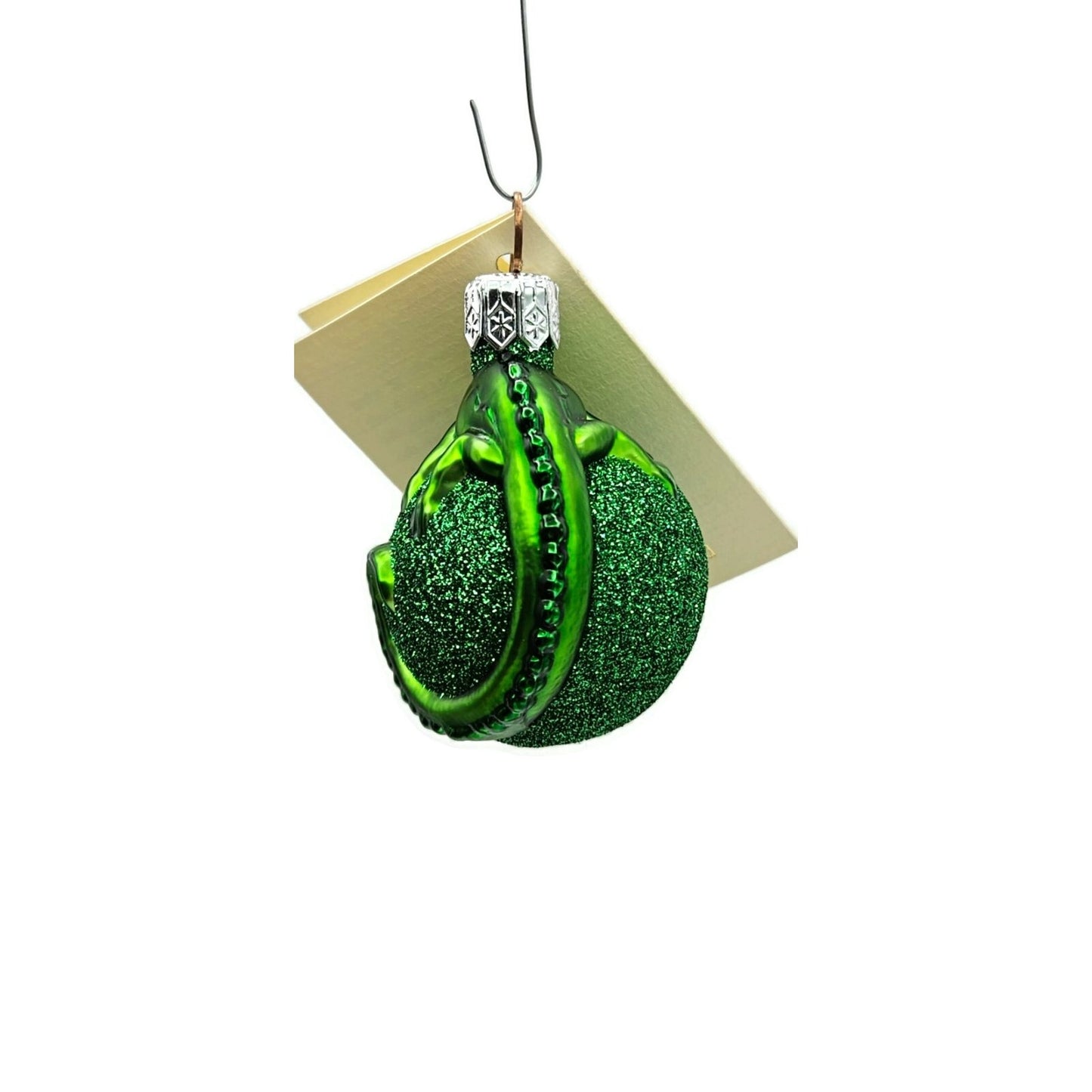 Patricia Breen Miniature Chameleon Green Glittered Christmas Tree Ornament