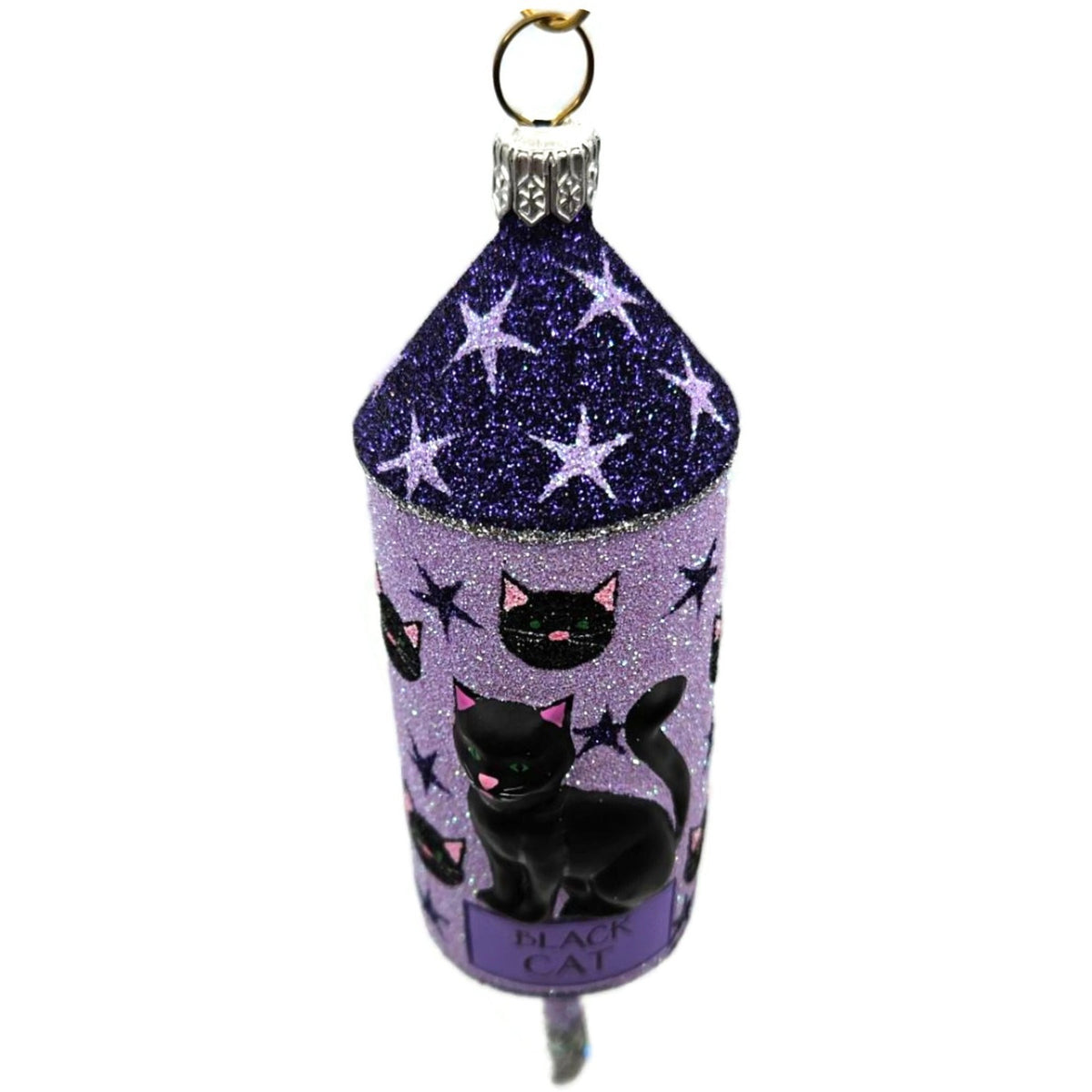 Patricia Breen Halloween Blastoff Violet Stars Black Cat Christmas Ornament 2228