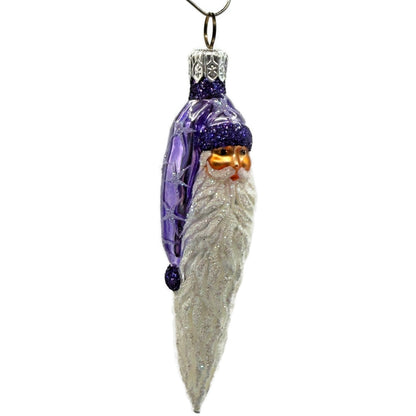Patricia Breen Stocking Cap Santa Head Purple Stars Christmas Tree Ornament