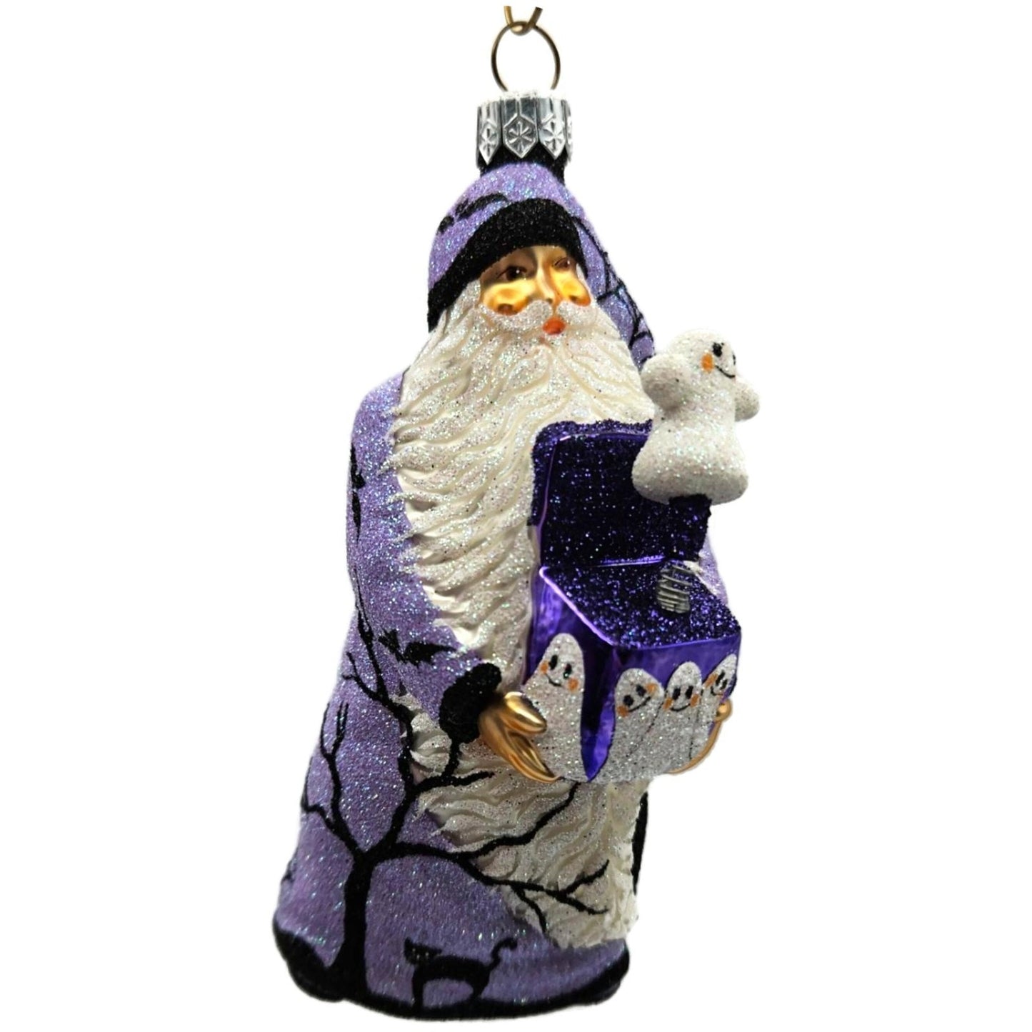 Patricia Breen Jack in the Box Santa Lavender With Ghost Halloween Ornament NM